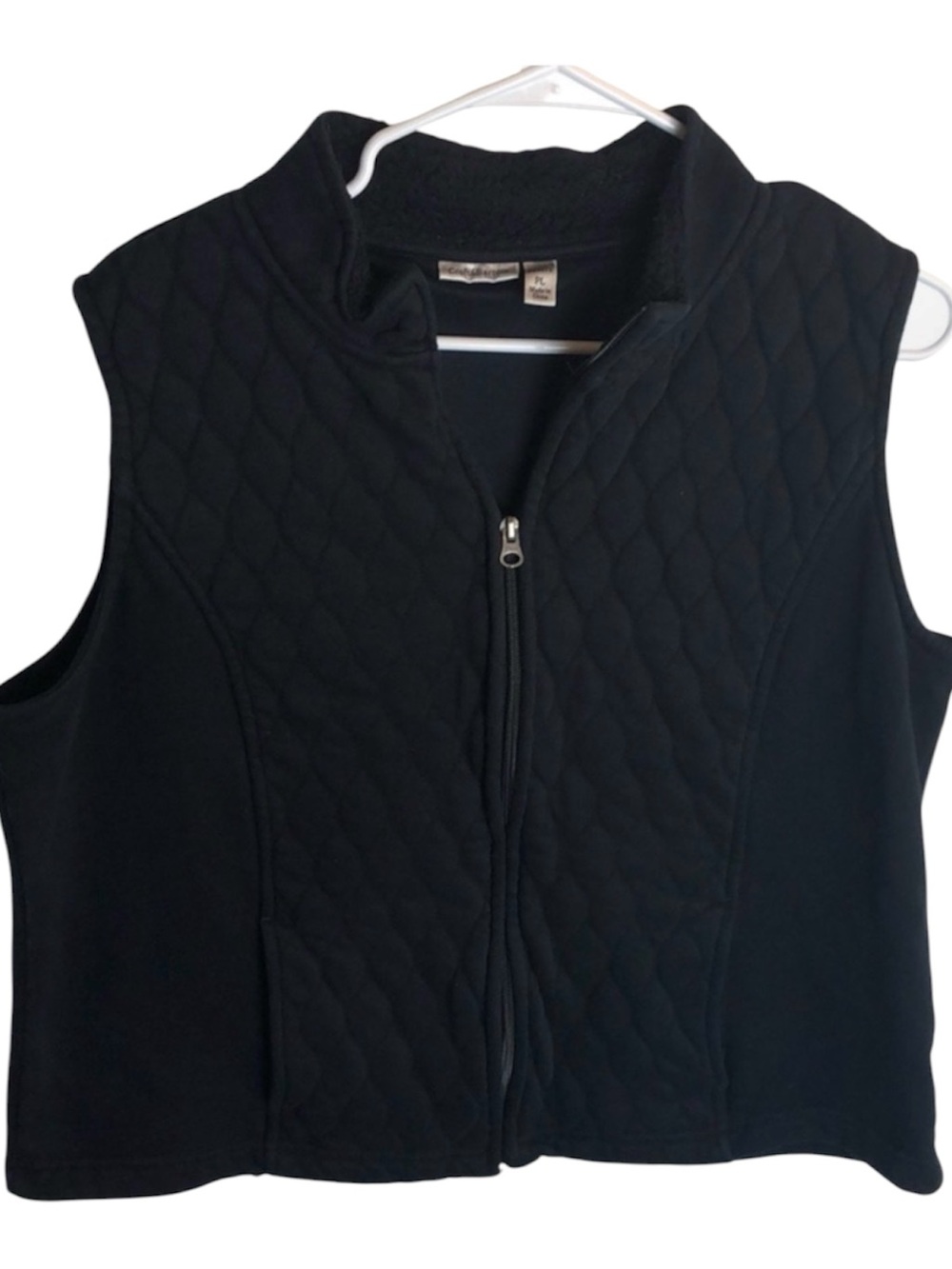 Black Zipup Vest With Pockets Size Petite L